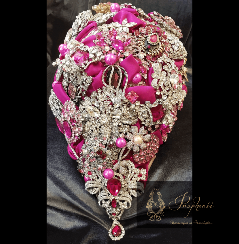 pink jewel brooch bouquet